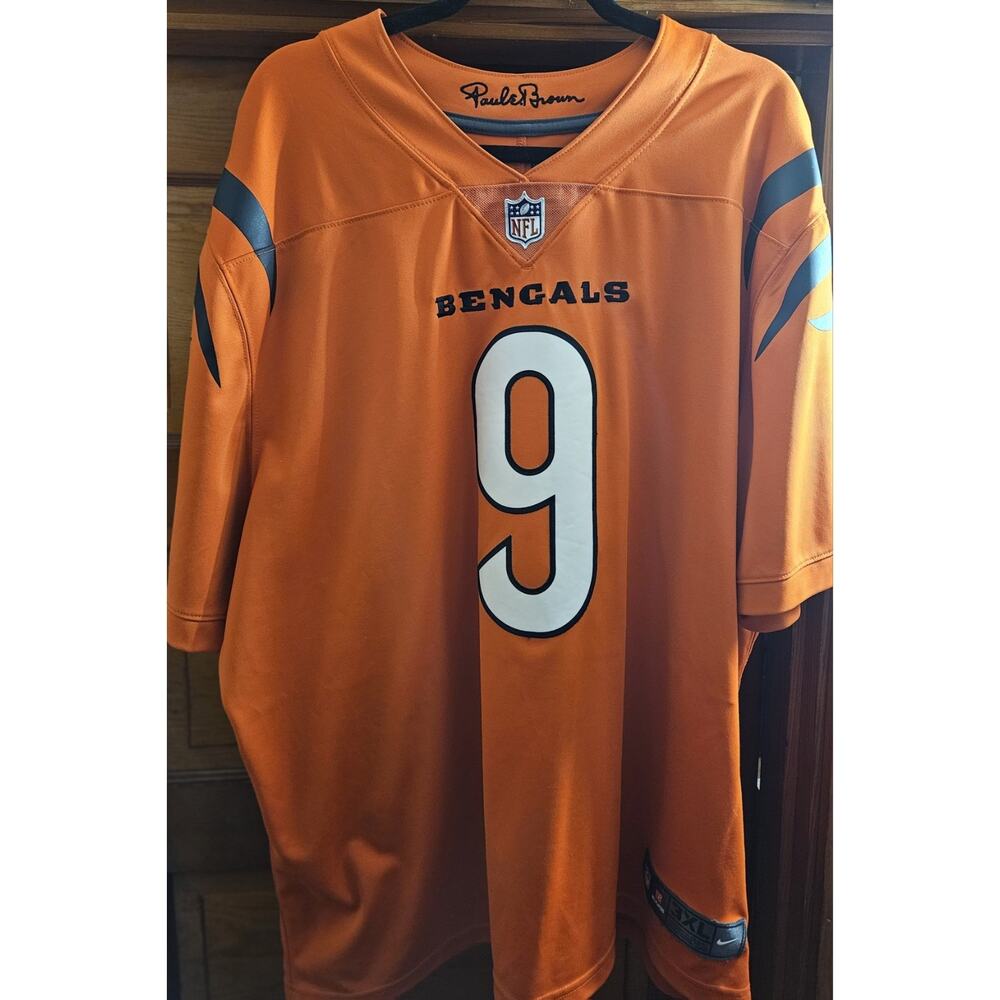 Nike Bengals Joe Burrow #9 Jersey Mens 3XL Orange NFL Football Game Jersey - Picture 3 of 5